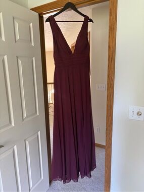 Kennedy Blue Chiffon, A-Line, Deep V Neck Bridesmaid Dress
